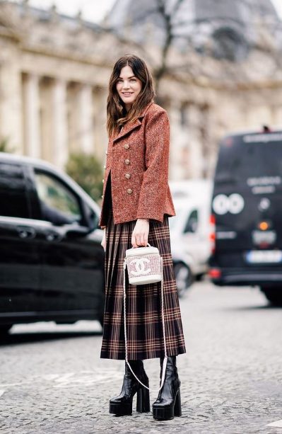 Striped Dress With Platform Ankle Boots