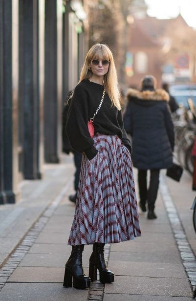 Midi Skirt With Platform Ankle Boots