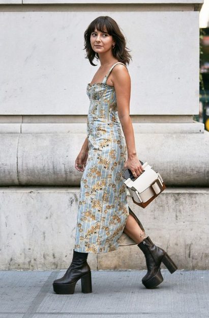  Midi Dress With Platform Ankle Boots