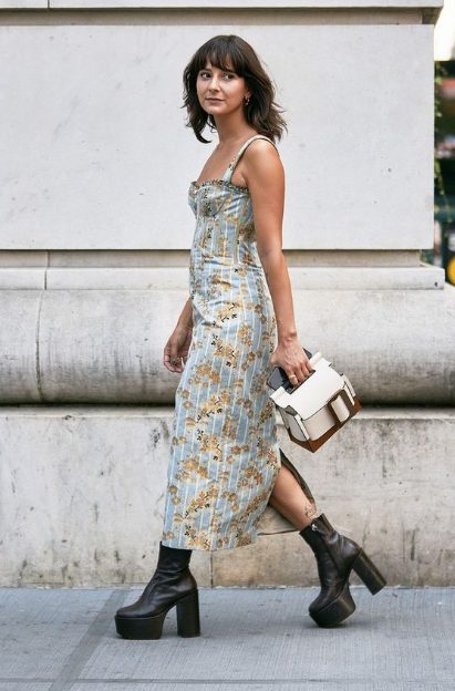 Midi Dress With Platform Ankle Boots