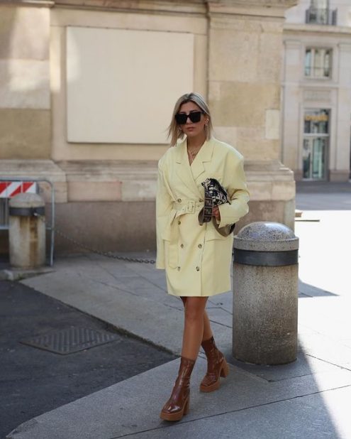 Coat With Platform Ankle Boots