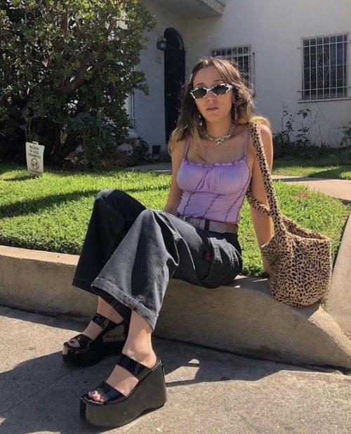 Wide-Leg Pants With Chunky Platform Sandals