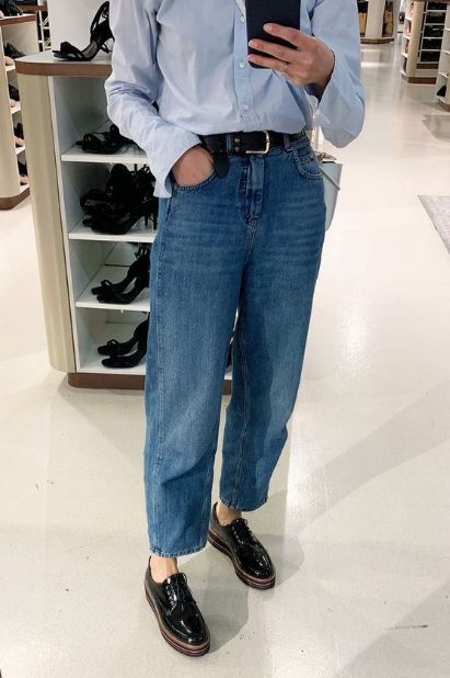 Wide-Leg Jeans With Platform Oxfords