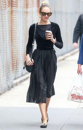 Pleated Dress and Ballet Flats