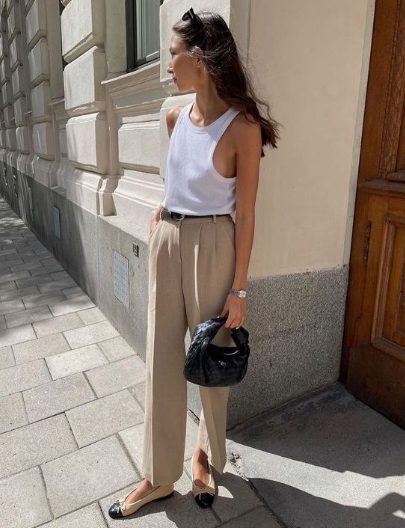 Tank Top with Trousers and Flats
