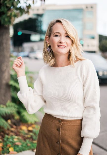 Cream Sweater with Button front Skirt