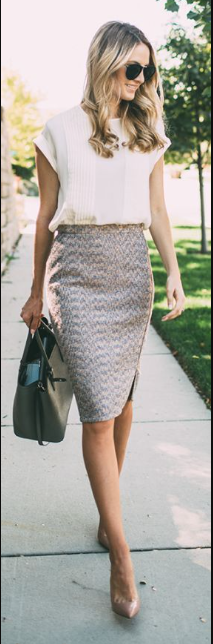 A White Blouse with a Pencil Skirt