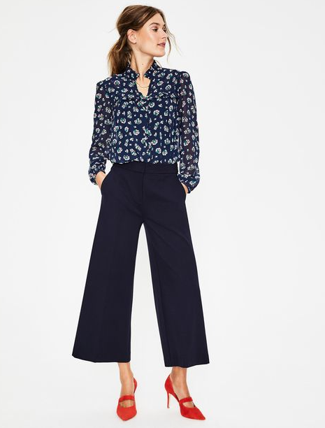 Floral Shirt with Navy Blue Culottes
