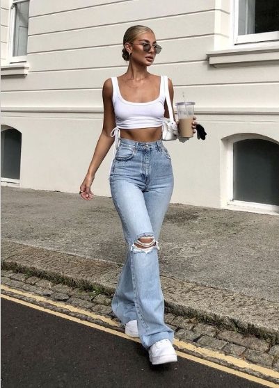 Tank Top And Wide-Leg Jeans