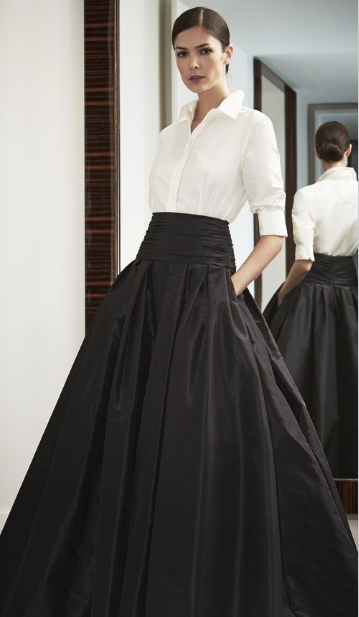 White Dress Blouse And Black Maxi Skirt