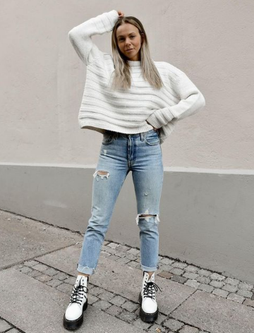 30 Timeless Outfit Ideas With White Combat Boots In 2022 - Hood MWR