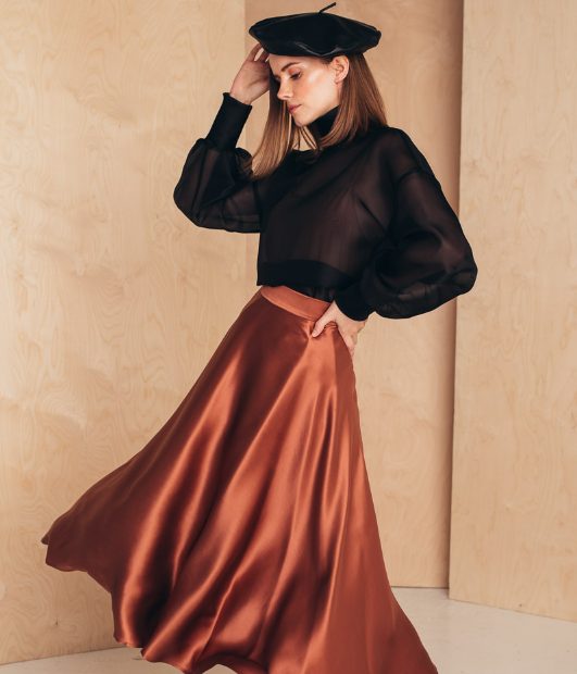 Silk Midi Skirt