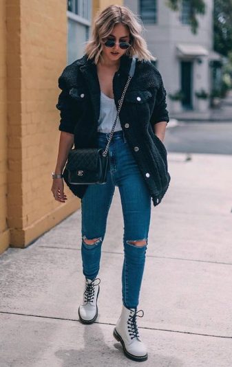 30 Timeless Outfit Ideas With White Combat Boots In 2022 - Hood MWR