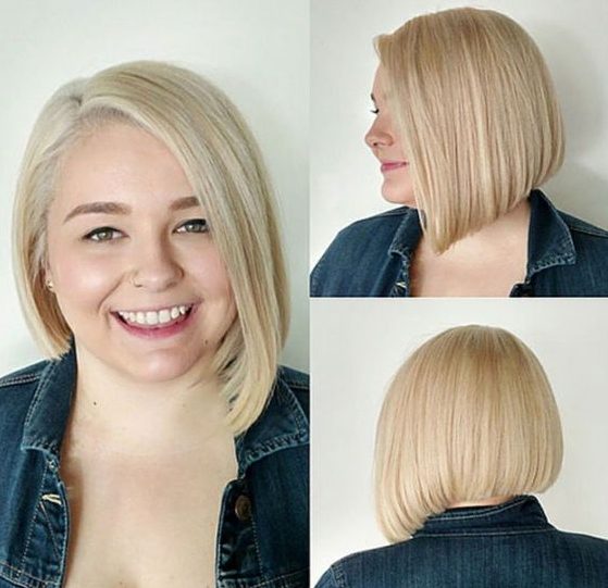 Asymmetrical Bob For Round Face