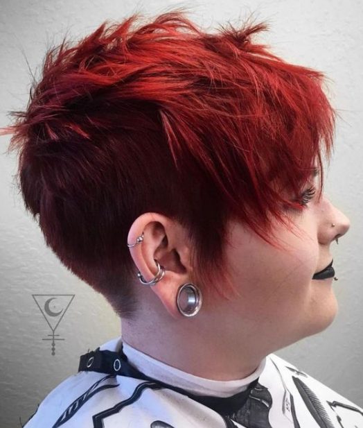 Red Razored Pixie Undercut