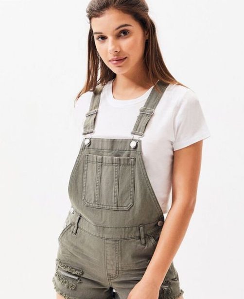 A White Tee With White Overalls Short
