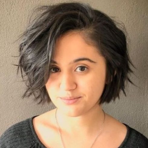 Short Textured Combover Bob