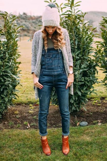 Cardigan with Overalls