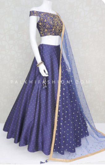 10. Zardosi Silk Blouse and Navy Blue Net Saree