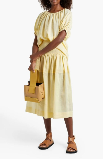 Light Yellow Set - Sea Tiered Midi Skirt