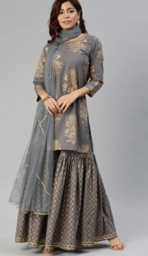 Gold Foil Printed Kurta