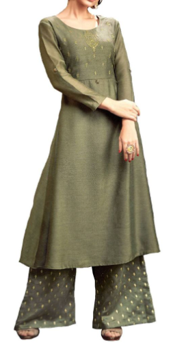 Olive Green Silk Kurta