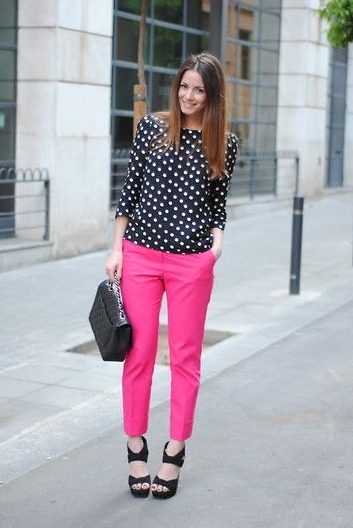 Polka Dots Fashion with Pink Pants