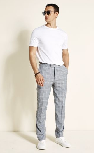 Grey Pants With A White T-Shirt For Men