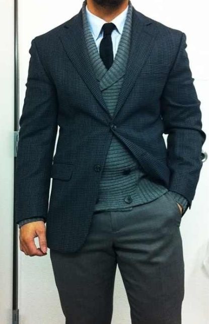 Wool Blazers With Grey Pants For Men