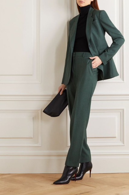 Black Turtle-neck Sweater with Dark Green Pants