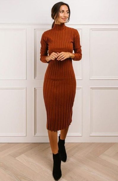 High-neck Sweater Dresses and Ankle Boots