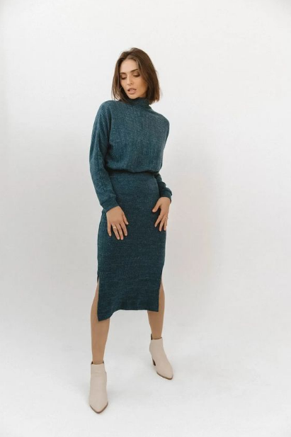 Two-piece Set Sweater Dress and Ankle Boots