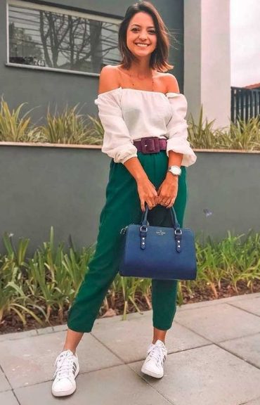 Off The Shoulder Blouse And Baggy Pants