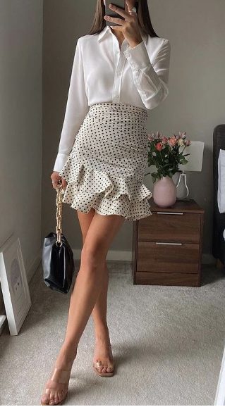 White Silk With A Mini Skirt
