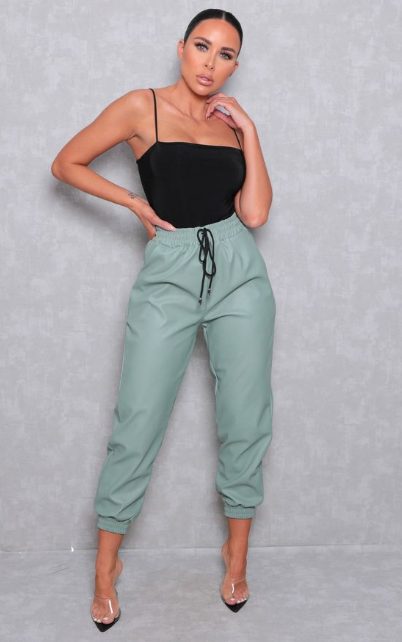 Glass Slipper-Transparent Heels and Green Joggers