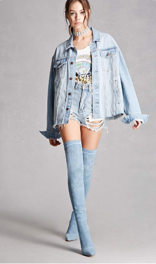 Denim Outfits With Jackets, Shorts, And Boots