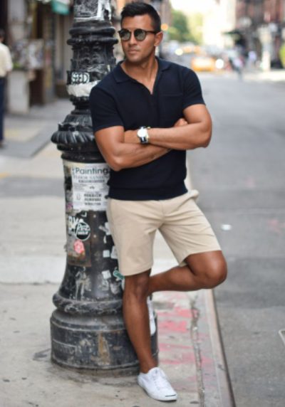 Polo, Chino Shorts, And Sneakers