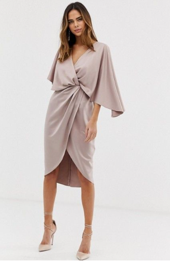 Kimono Sleeve Midi Dresses And Pointed-Toe Heels