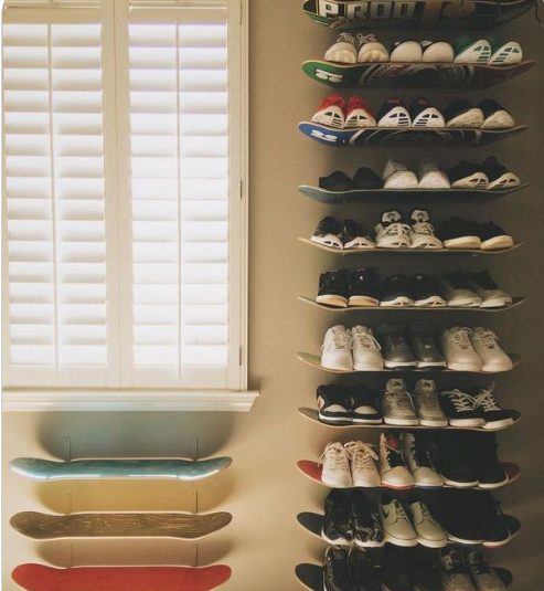 DIY Skateboard Shoe Shelves