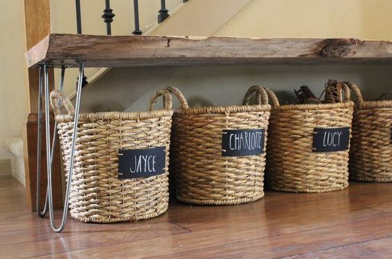 Shoe Storage Baskets and Bench