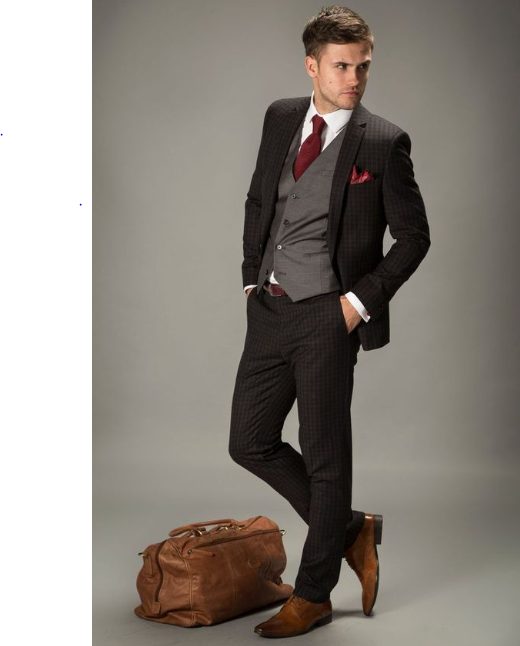 Black Suit With Brown Shoes 