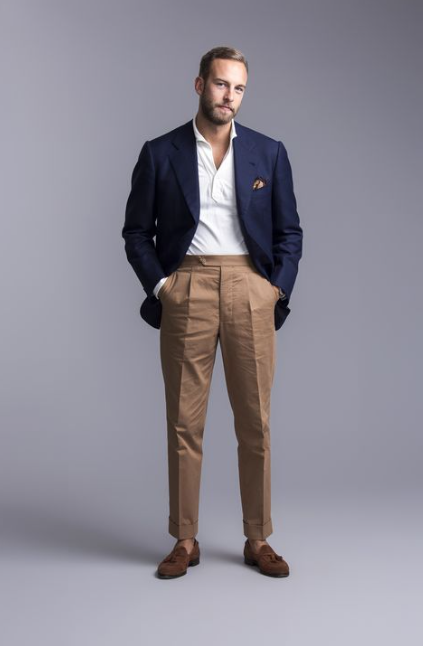 A Navy Blazer and Suede Shoes