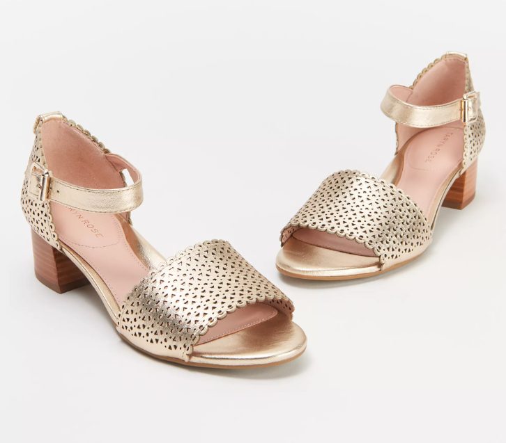 Taryn Rose Perforated Leather Heeled Sandals