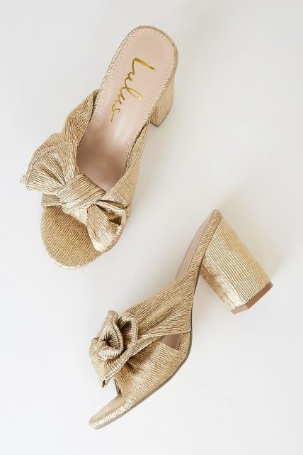 Lulu’s Dorothea Gold Knotted Heeled Sandals