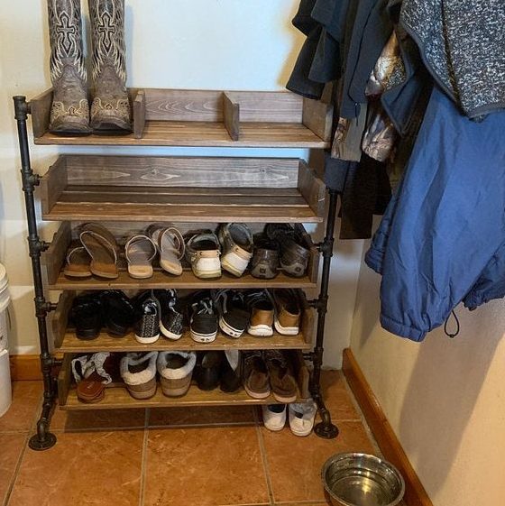 Shoe Cubby Organizer Made of Reclaimed Wood