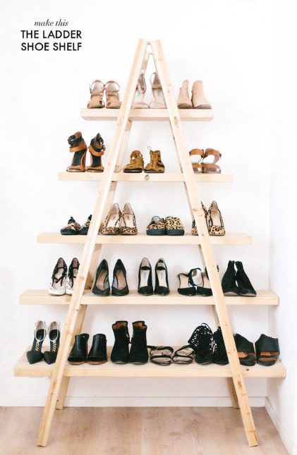 DIY Ladder Shoe Rack