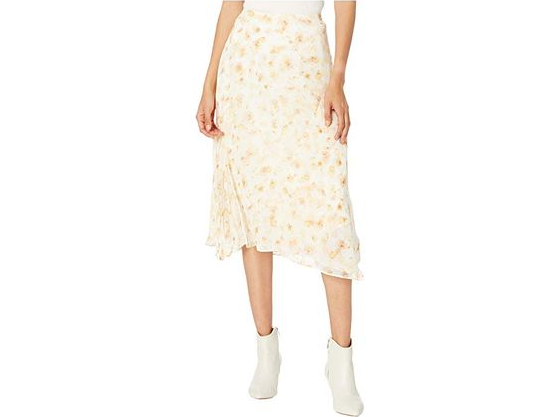 Pressed Petal Panel Skirt in Off-White