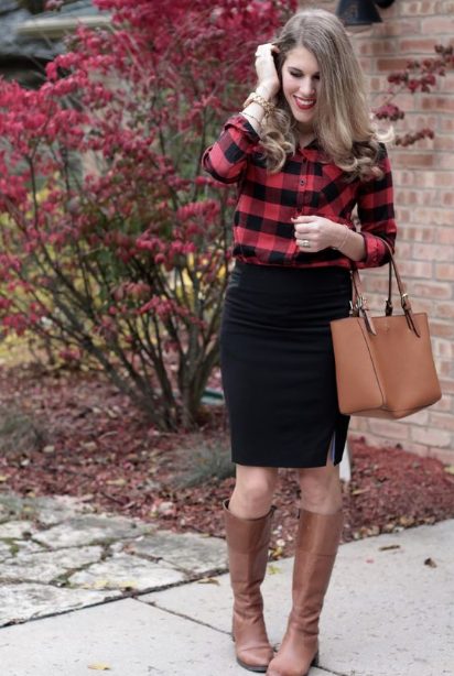 Wearing a midi-length skirt