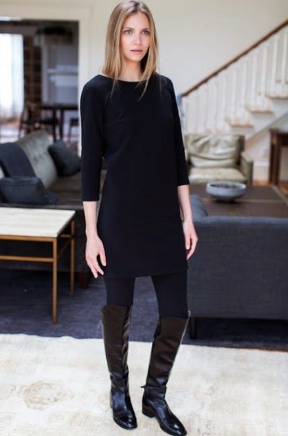 Wear black leggings under a long skirt