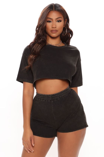 Dark Loose Crop Tops